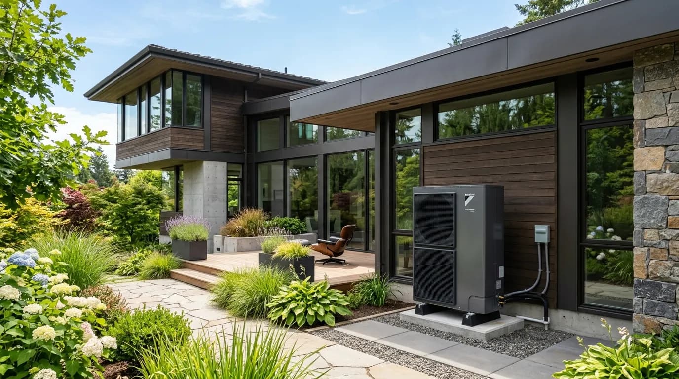 Thermopompe Daikin installée par Bellechasse Énergie devant une maison moderne à Montréal