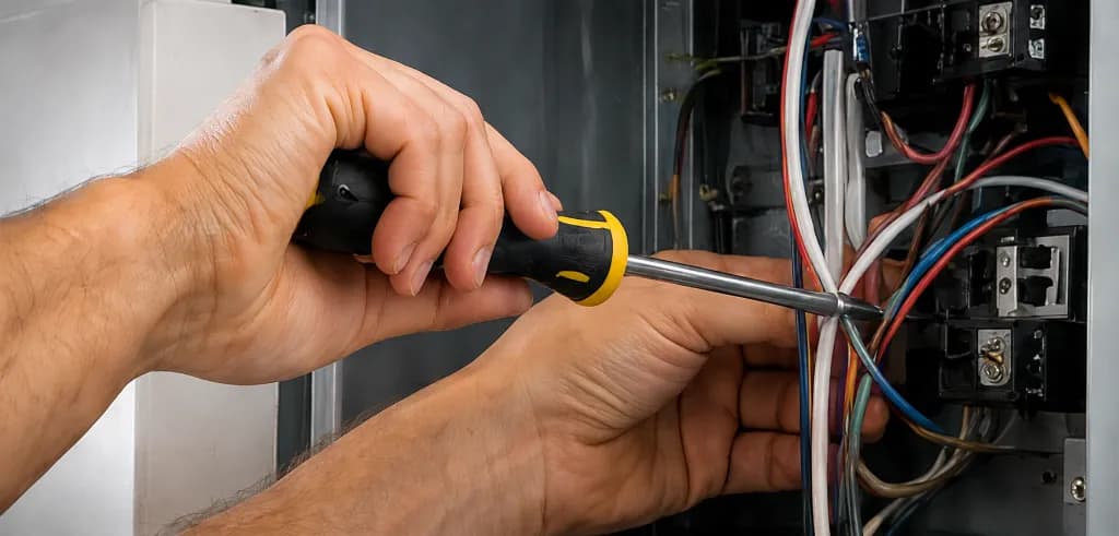 Technicien effectuant l'entretien d'une thermopompe