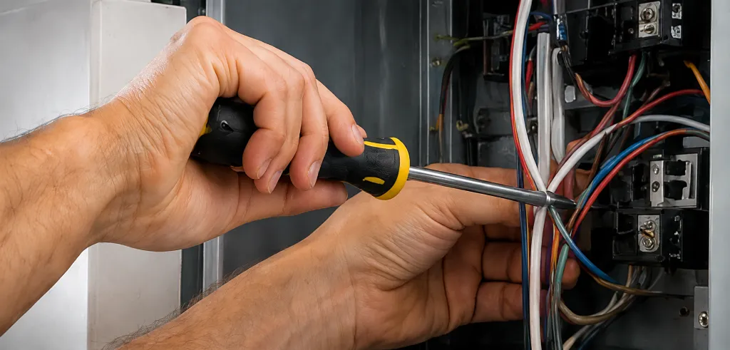 Technicien effectuant l'entretien d'une thermopompe
